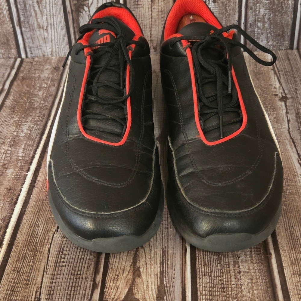Sz 11 Mens Puma Scuderia Ferrari Future Cat Black Red White Leather Sneakers - Picture 2 of 10